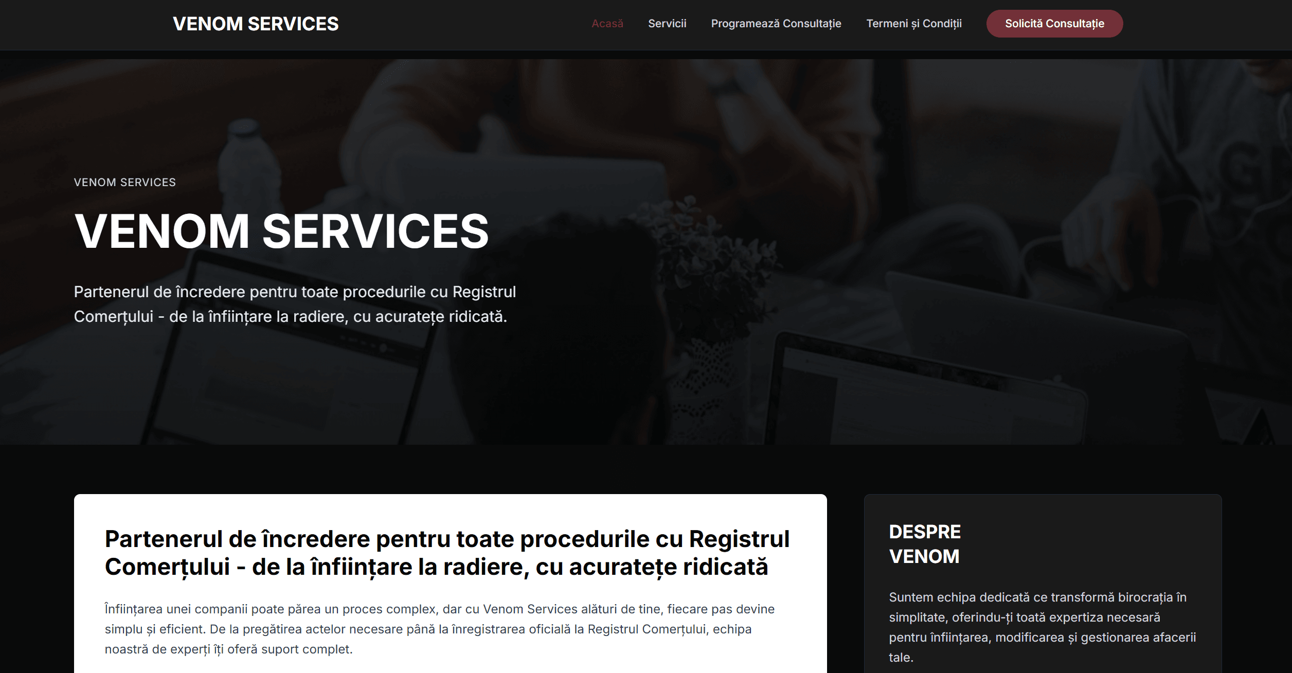 Venom Services — hero screenshot
